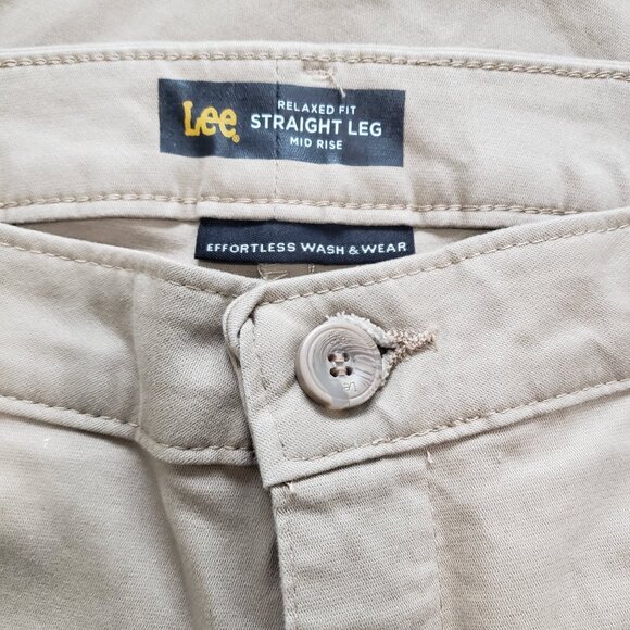 Lee Pants Womens sz 6 Tan Cotton Stratch Straight Leg Mid Rise Easy Care - Picture 3 of 5
